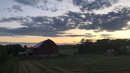 Time-Lapse Video of Barn During Sunset