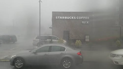 Driving On The City On A Rainy Day