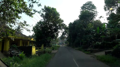 Traveling On The Narrow Neighborhood Road