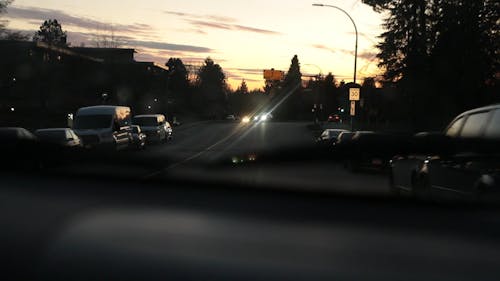 Sunset Driving At A Community Road