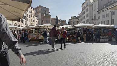 tourist taking picture on a street market