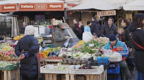 Vendors Selling at the Campo De Fiori Marketplace