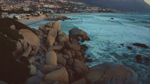 Drone Footage of Coastal Landscape During Sunset