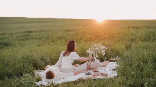 Couple Dating on a Open Field