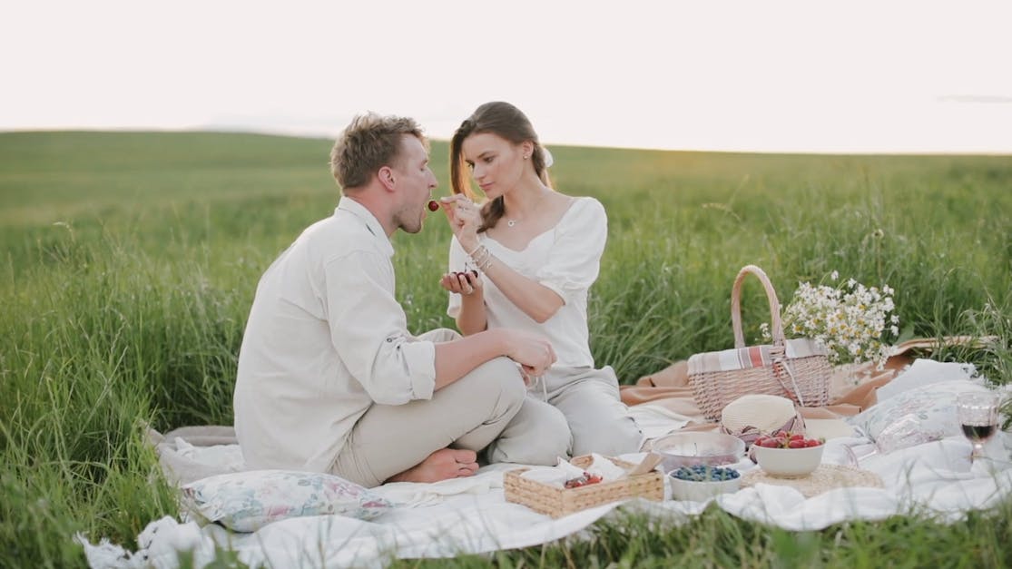 Couple Having A Picnic On Grass Field · Free Stock Video