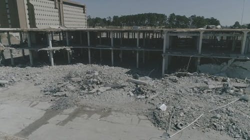 Drone Footage of a Demolishing Building