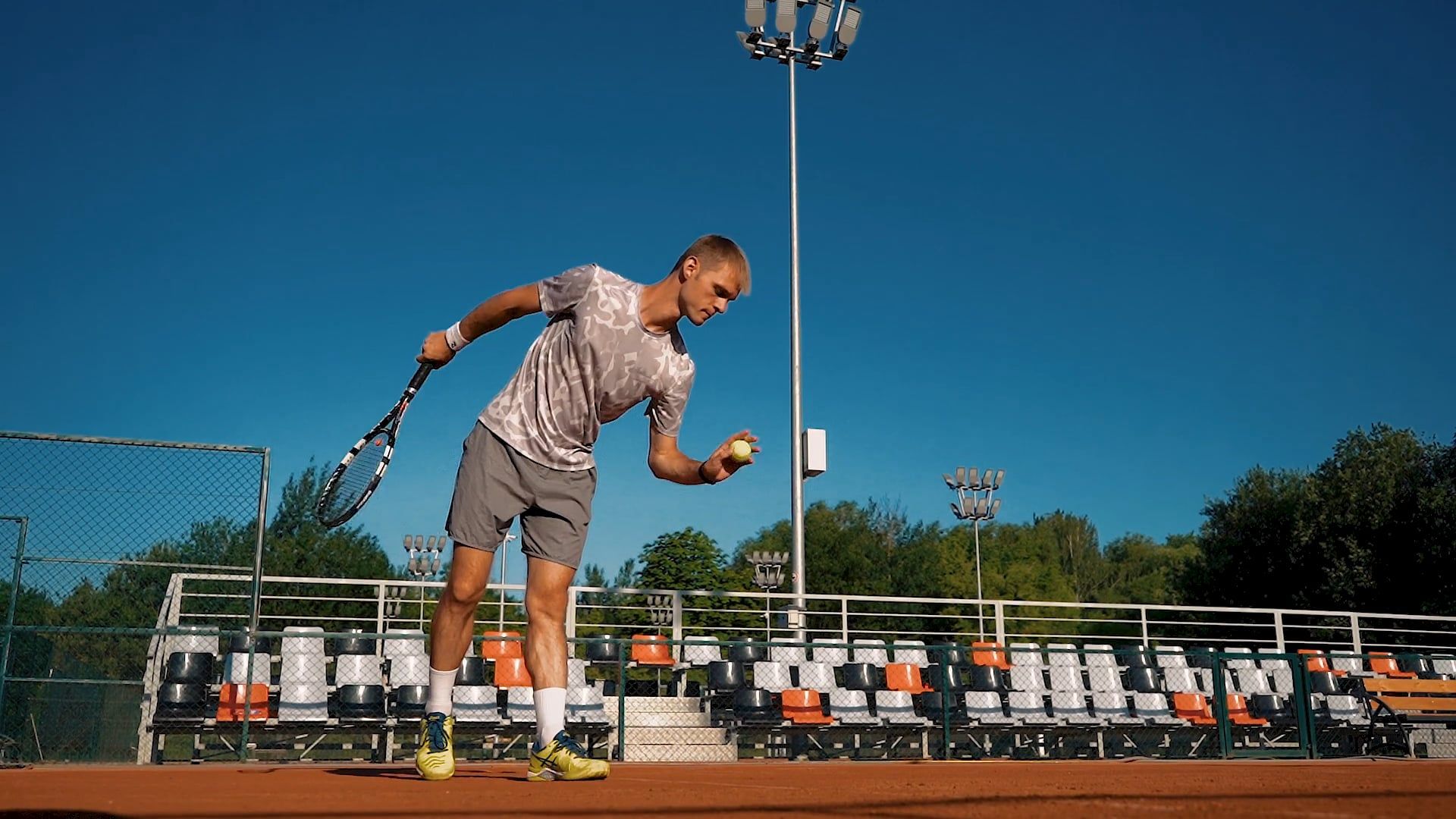 A Tennis Player Changing A Serve Into Volley · Free Stock Video