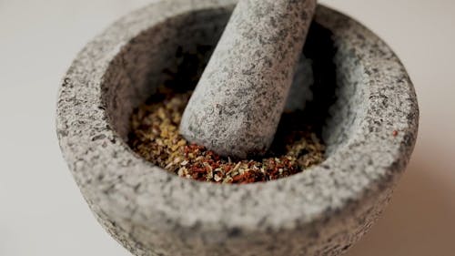 Mortar And Pestle Used In Processing Herbs And Spices