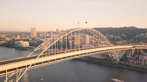 Drone Footage Of A Suspended Bridge