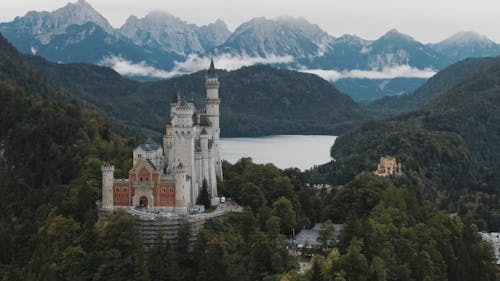 Drone Footage of a Castle on a Mountain Top