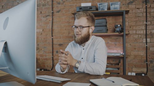 A Man Having a Video Call