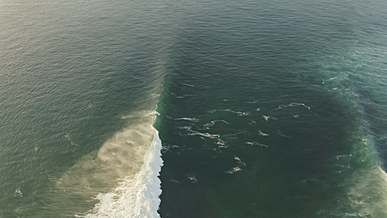 drone footage of a wave