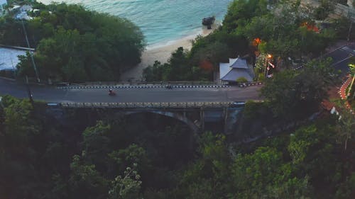 Drone Footage of Road Near the Beach