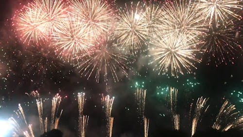 Bright Fireworks Display in the Night Sky