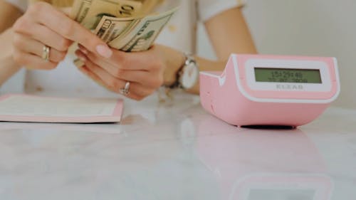 A Woman Counting Her Money