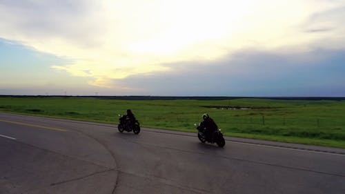 Video Montage of Bikers Driving through a Country Road