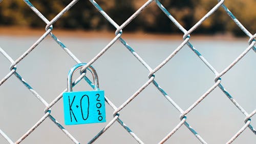 A Padlock in a Wire Fence