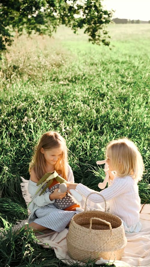 Kids Having a Picnic on the Outdoors