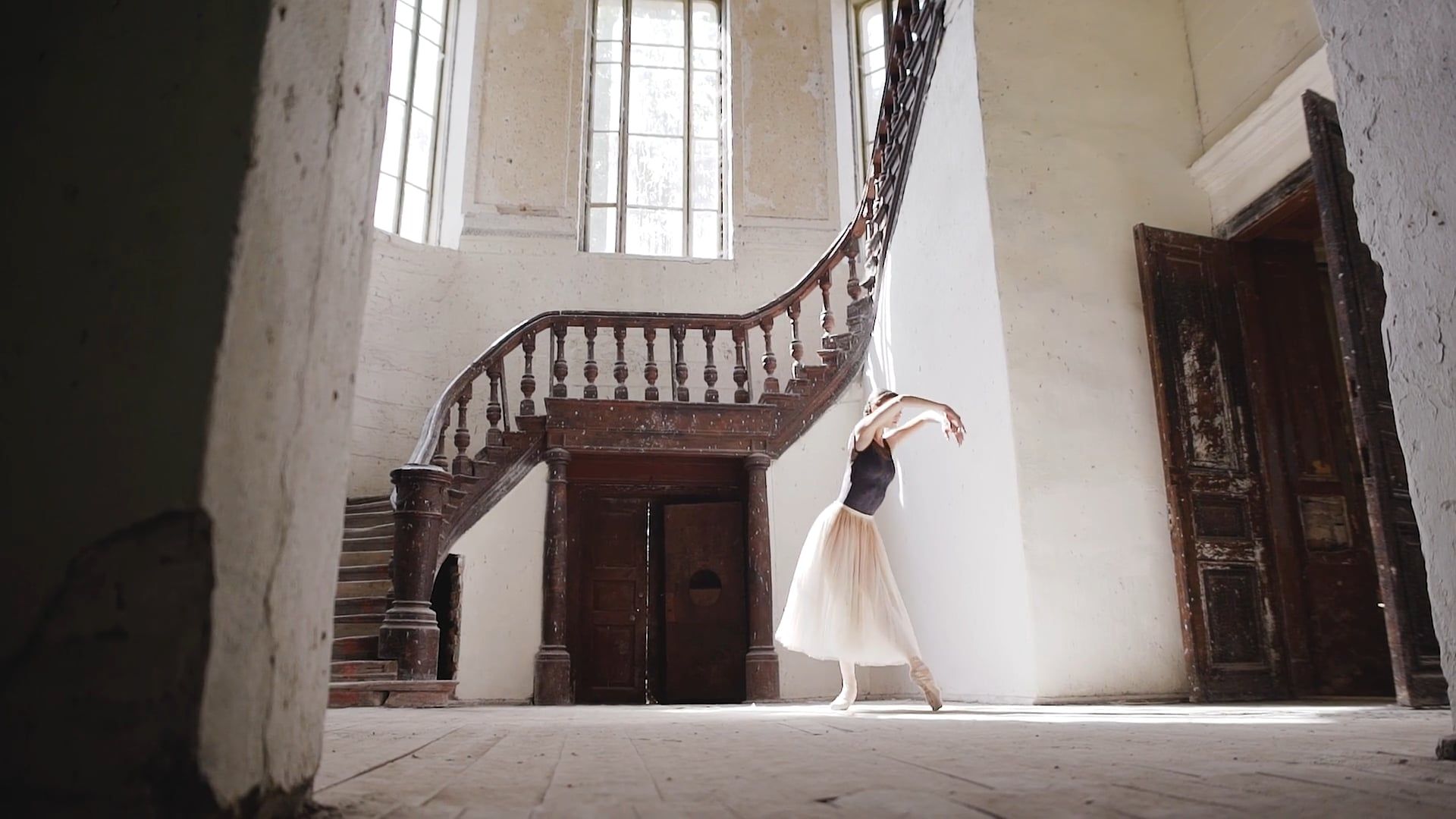 Ballerina Dancing Inside the Abandoned House Free Stock Video Footage ...