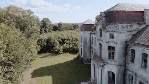 A Drone Footage of an Abandoned House