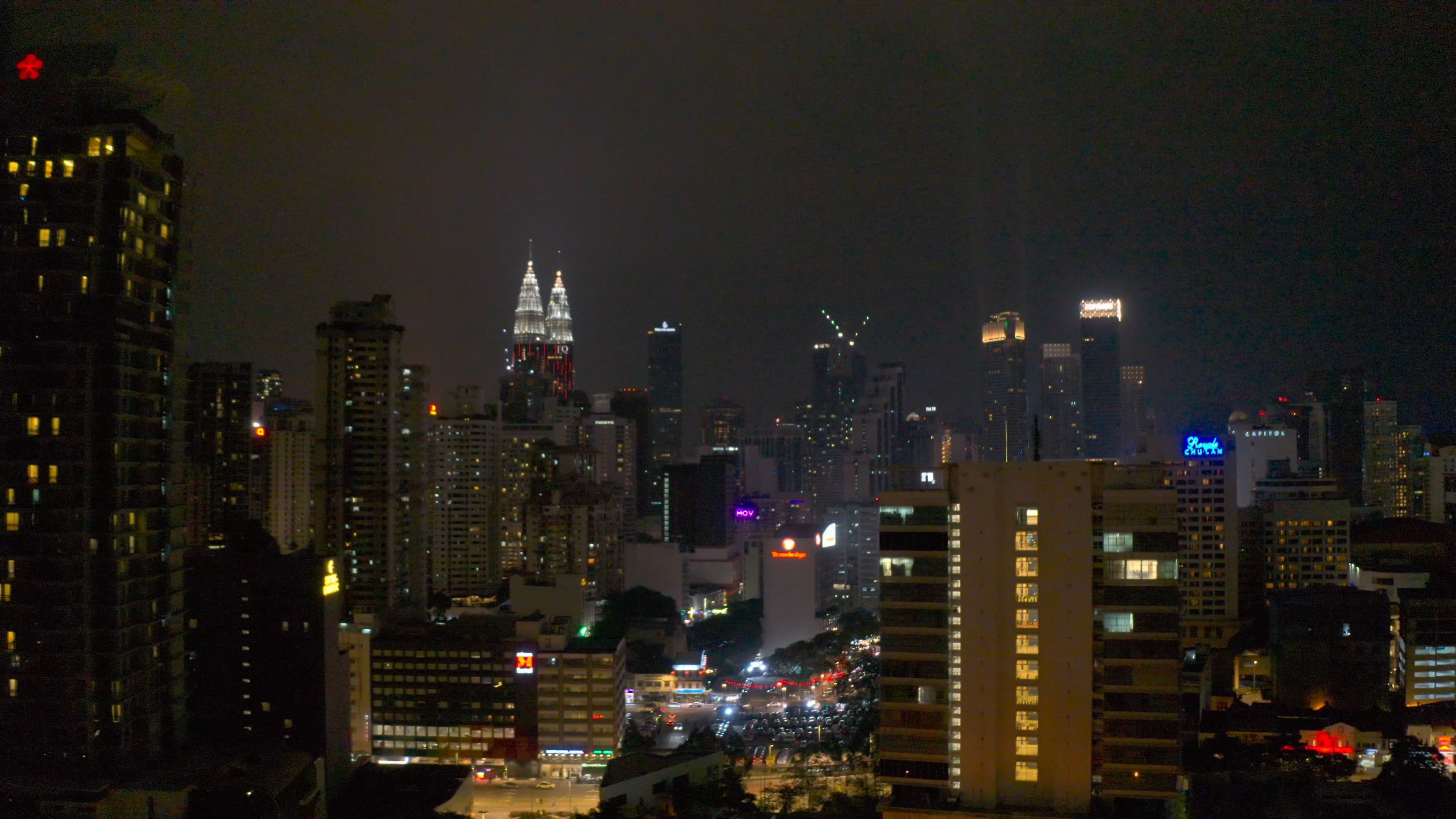 Drone Footage of the City Buildings at Night Free Stock Video Footage ...