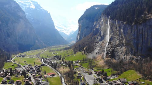 Drone Footage of a Town on the Valley