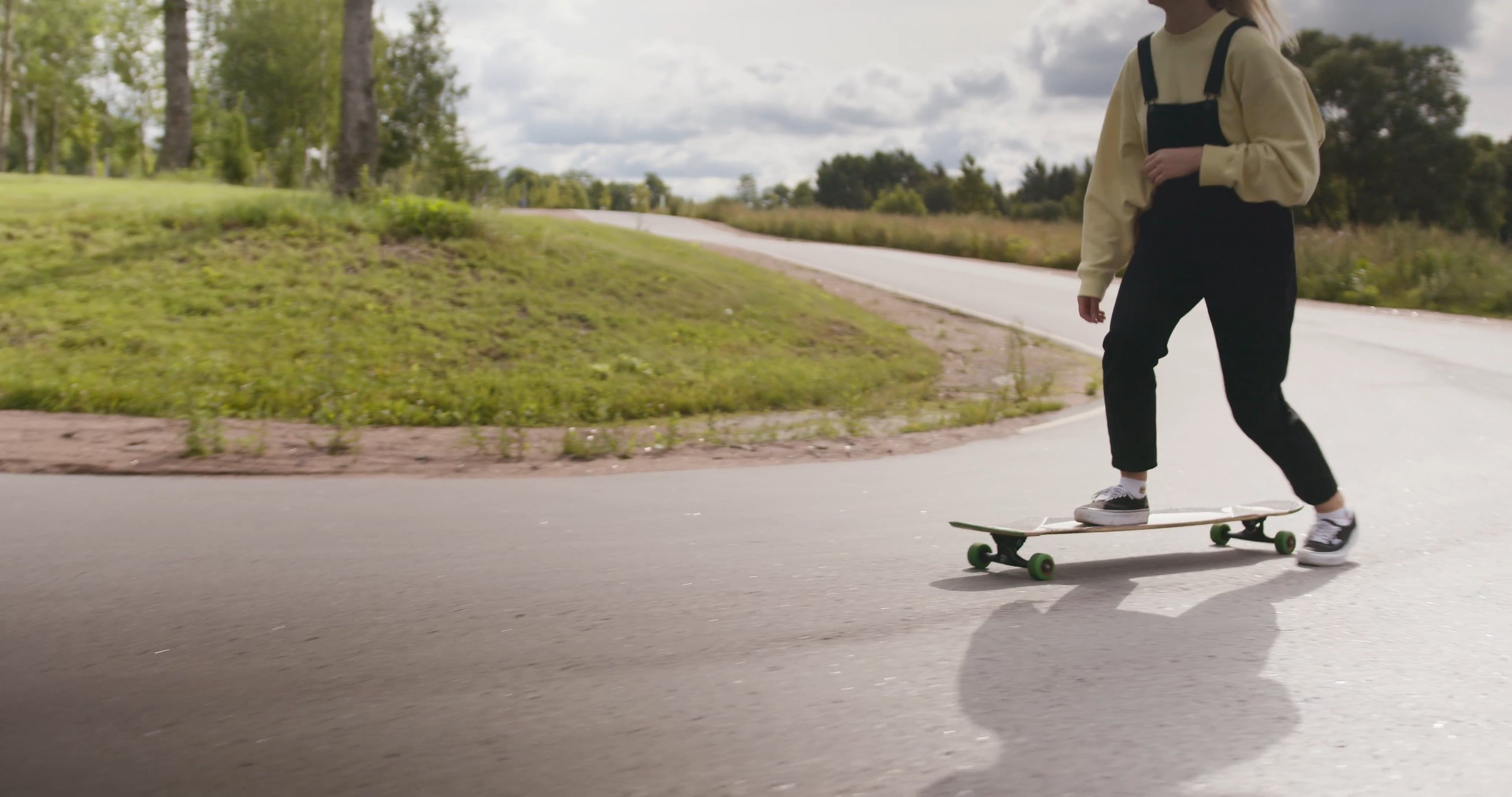 Woman Riding a Longboard on the Road Free Stock Video Footage, Royalty ...