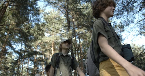 Group of Teenagers Walking in the Woods