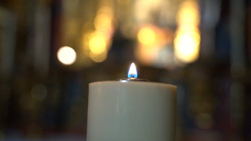 Close-Up View of a Burning Candle