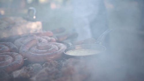 Close-up View Of Food Being Grilled