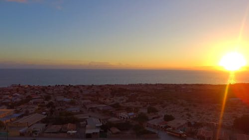 Drone Footage Of A Community Near The Sea