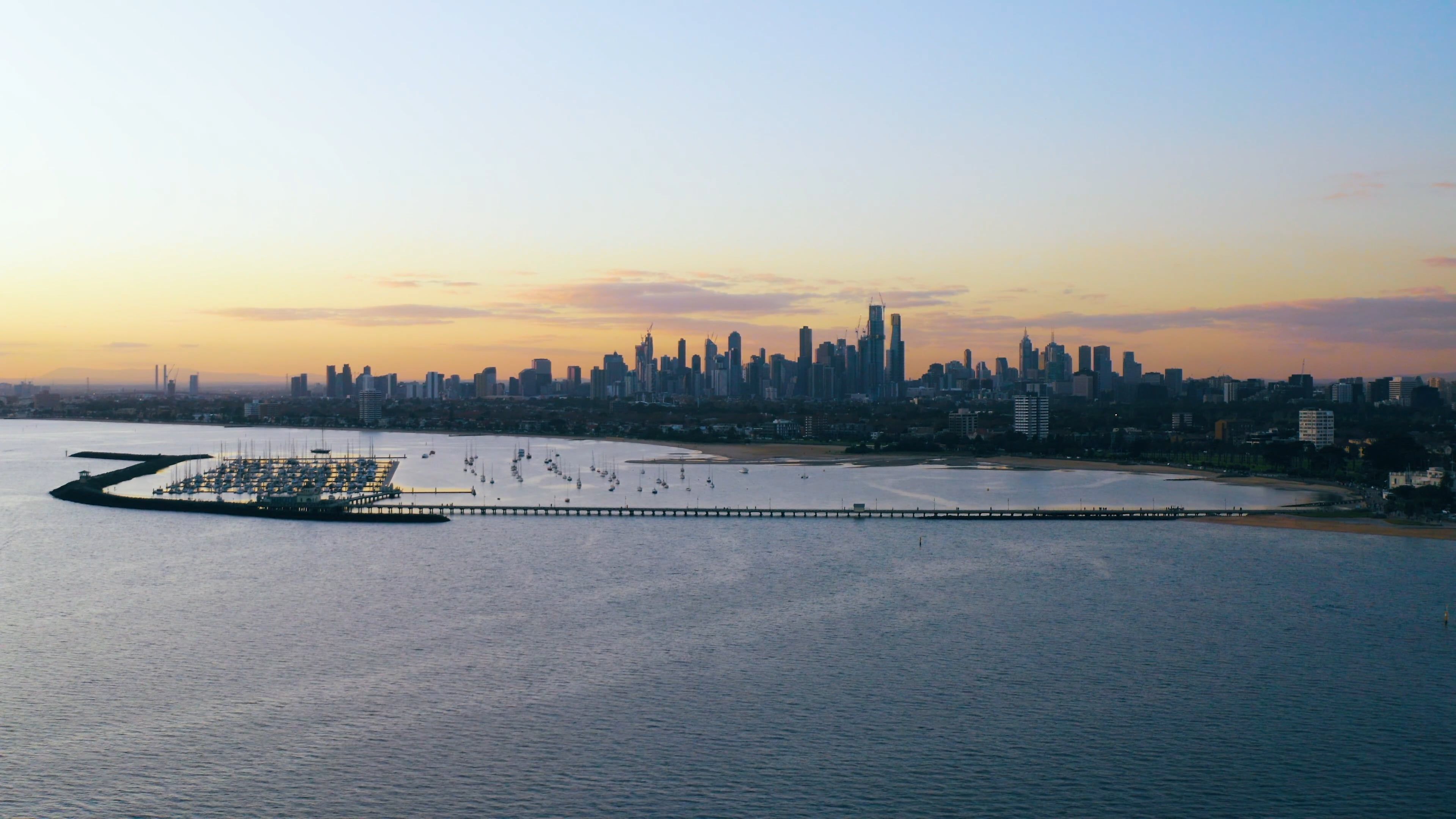 Drone Footage of City Skyline During Sunset Free Stock Video Footage ...