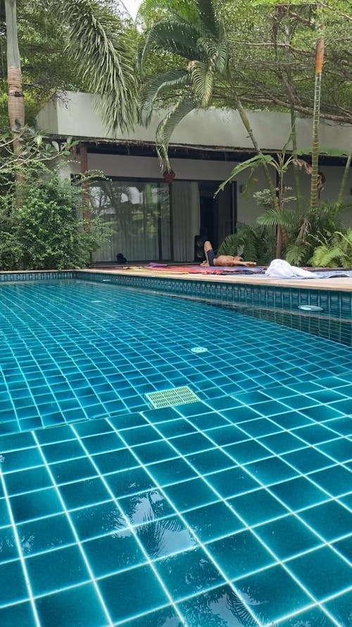 Blue Checked Swimming Pool View