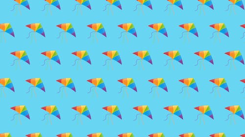 Colorful Kites on Blue Background