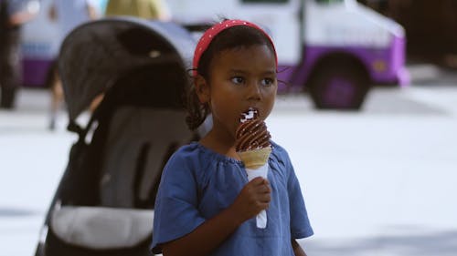 Video of Cute Little Girl eating Ice cream