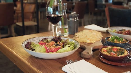 Food Served on a Restaurant Table