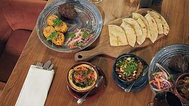 table full of food
