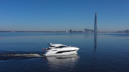 Yacht Sailing in Clear Blue Ocean