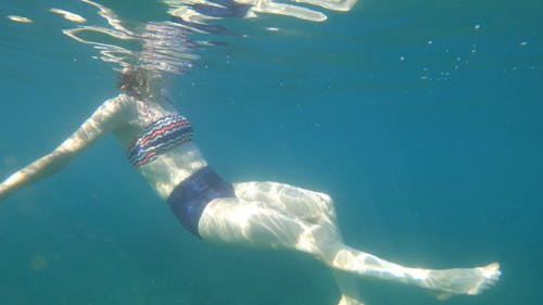 Underwater Shot of a Woman Swimming in Pool