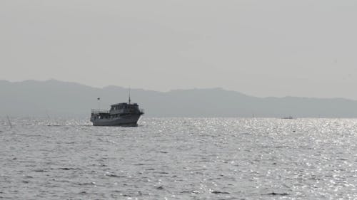 A Ferry Sailing on Sea