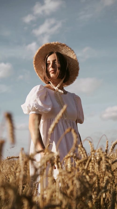 Woman Modeling on the Wheat Field