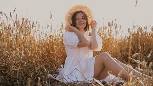 A Beautiful Woman in a Wheat Field