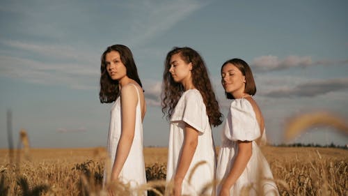 Pretty Young Women Putting Heads on Shoulders of Each Other