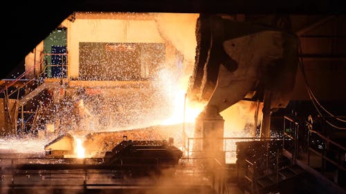 Melted Metal Coming out of Furnace