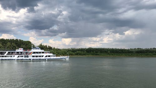 A Ferry Boat Sailing the Danube River