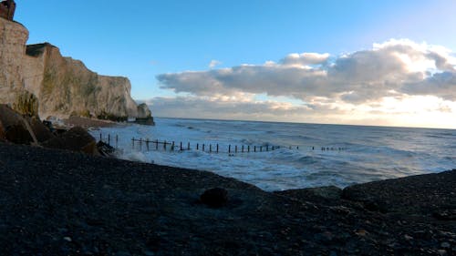 Strong Waves Crashing The Sea Wall