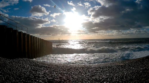 Strong Waves Breaking In The Seashore