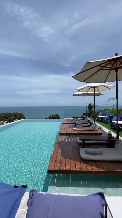 Infinity Pool Under Cloudy Sky