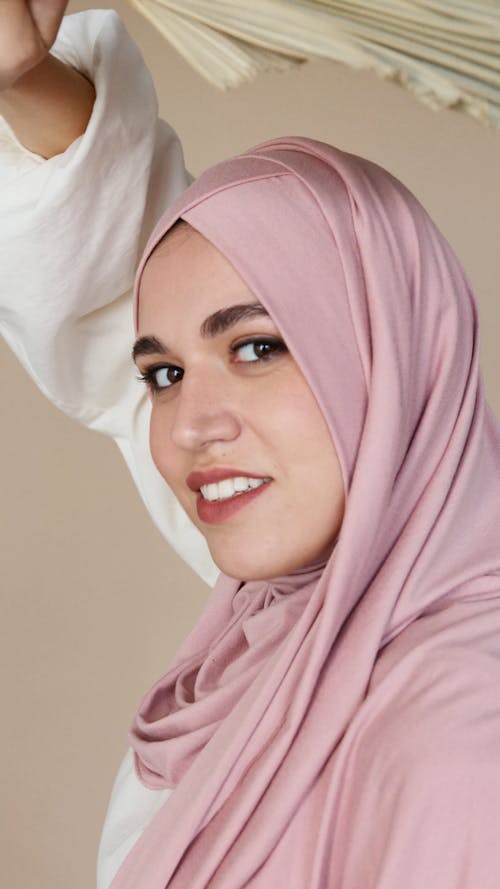 Woman in Pink Hijab Smiling