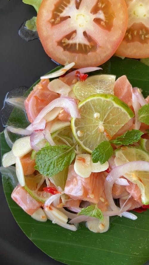 Fresh Salmon Salad on a Plate